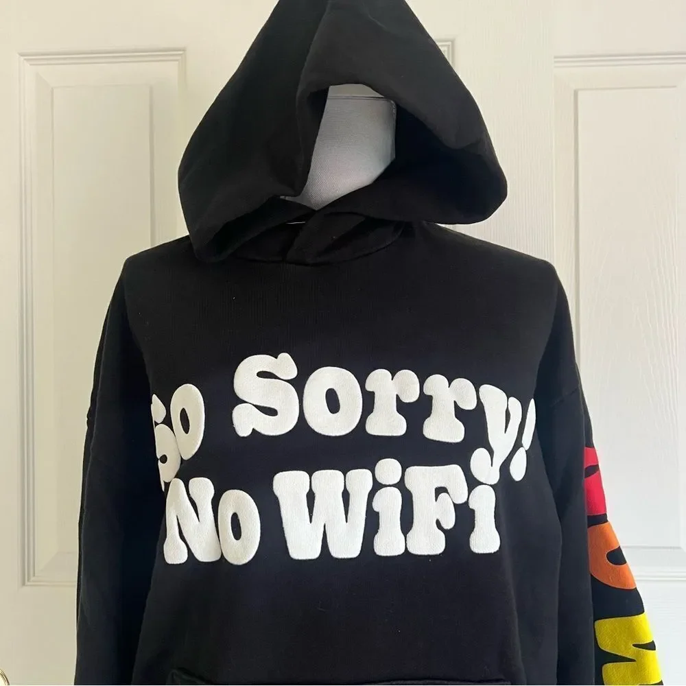 Madhappy Unisex Fleece Hoodie So Sorry! No WiFi Black Medium NEW